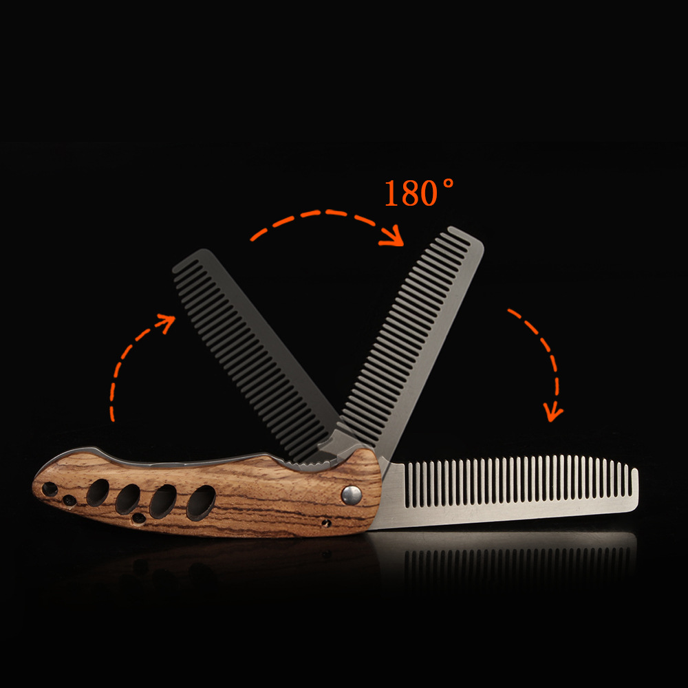 Sisir Jenggot Lipat Kayu & Log - Men'S Grooming Product ulasan dan harga